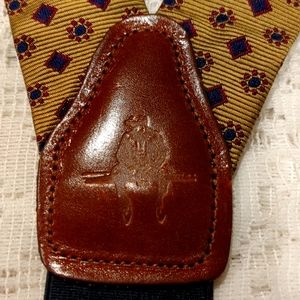 Paul Stuart suspenders.  Diamonds and flowers on tan background.